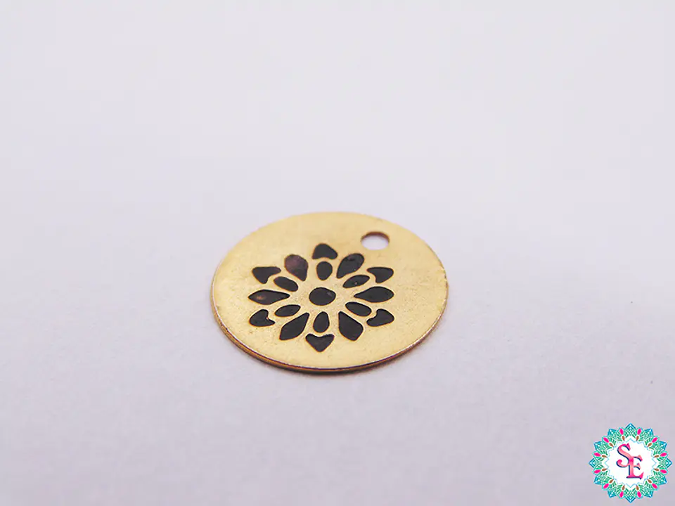 ORO GOLFI DIJE LAMINA 10MM FLOR PATINADA  1