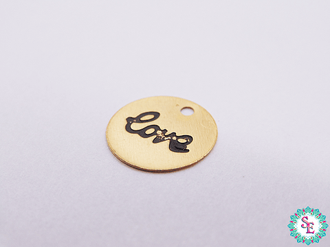 ORO GOLFI DIJE LAMINA 10MM LOVE PATINADA