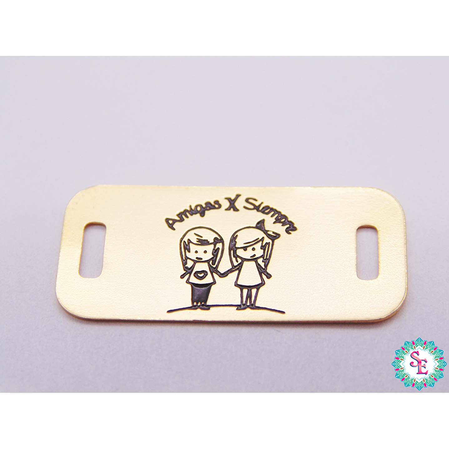 ORO GOLFI TERMINAL PLACA AMIGAS POR SIEMPRE  25*12MM 1