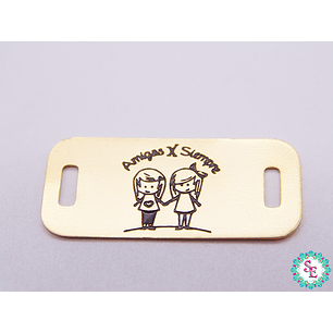 ORO GOLFI TERMINAL PLACA AMIGAS POR SIEMPRE  25*12MM