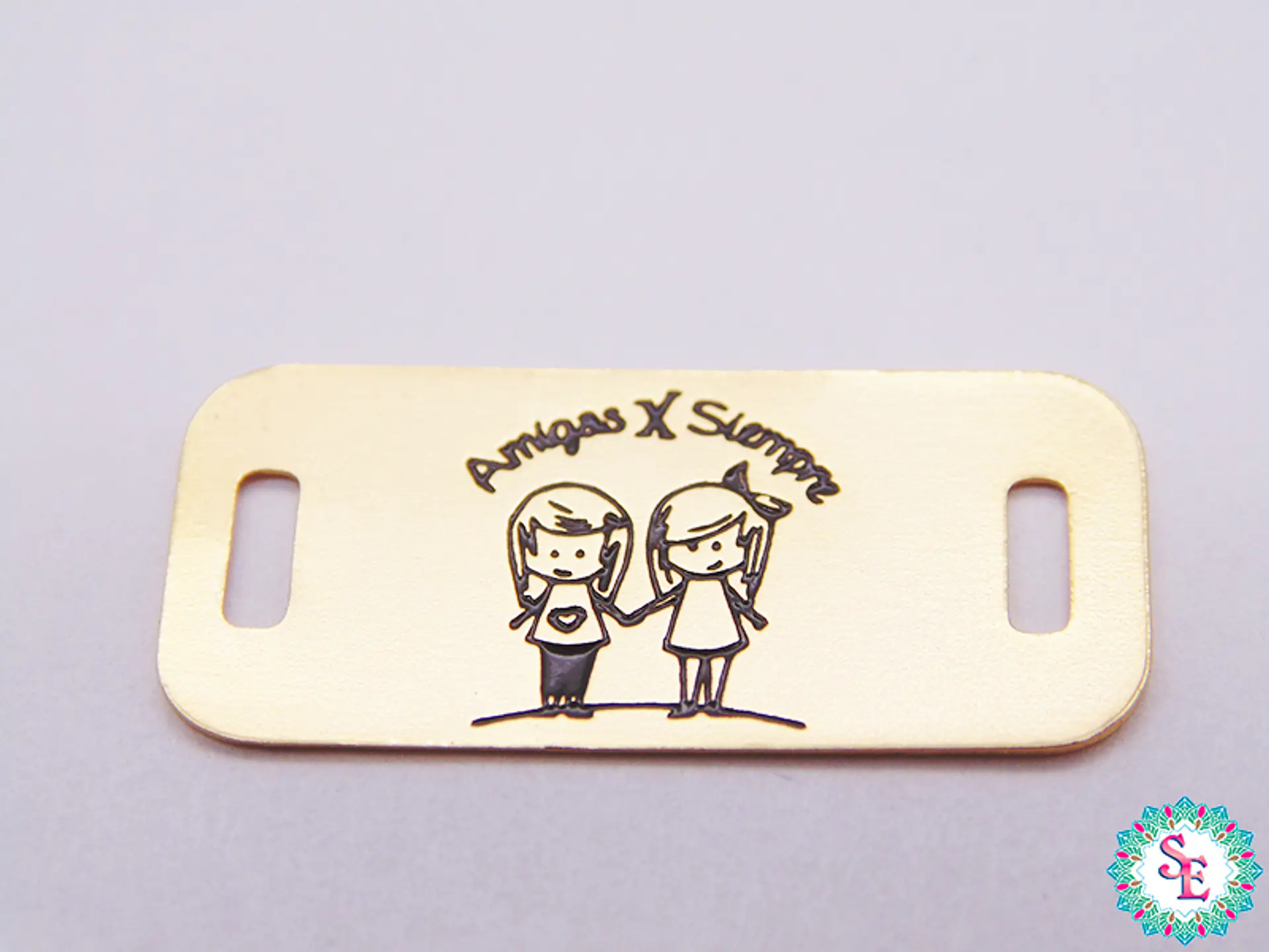 ORO GOLFI TERMINAL PLACA AMIGAS POR SIEMPRE  25*12MM 1