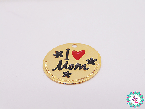 ORO GOLFI DIJE REDONDO I  MOM ( MAMÁ ) X 15MM X UND 