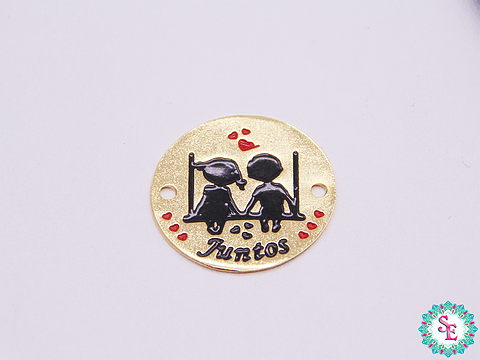 ORO GOLFI TERMINAL REDONDO PAREJA JUNTOS 15MM 