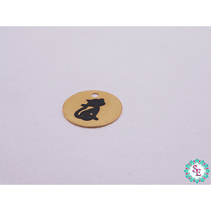 ORO GOLFI DIJE LAMINA 10MM GATO PATINADA X UND 