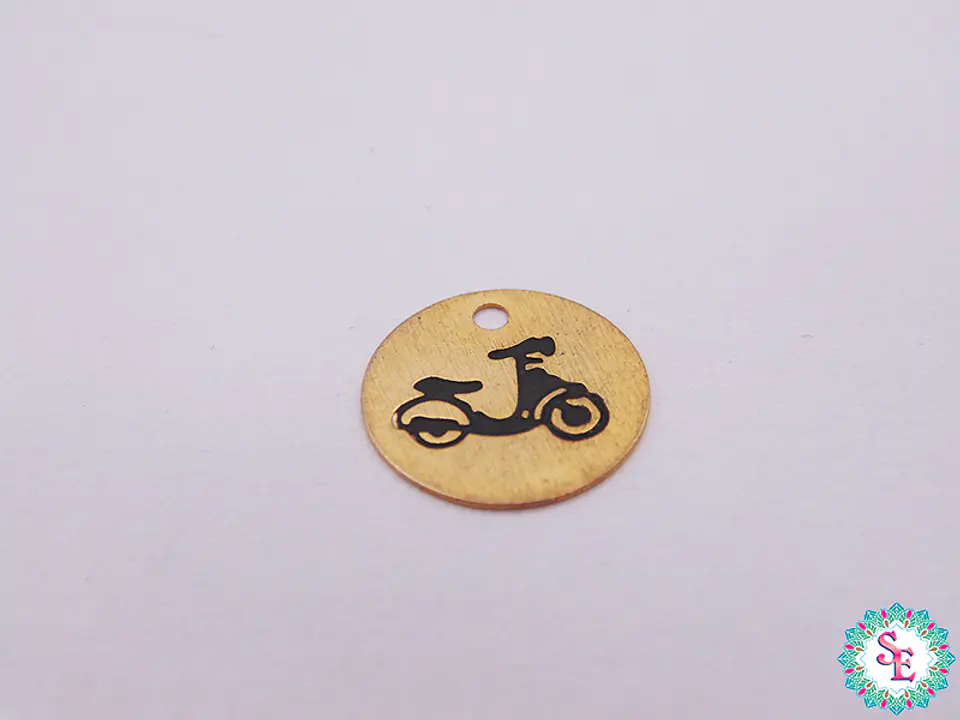 ORO GOLFI DIJE LAMINA 10MM MOTO PATINADA X UND  1