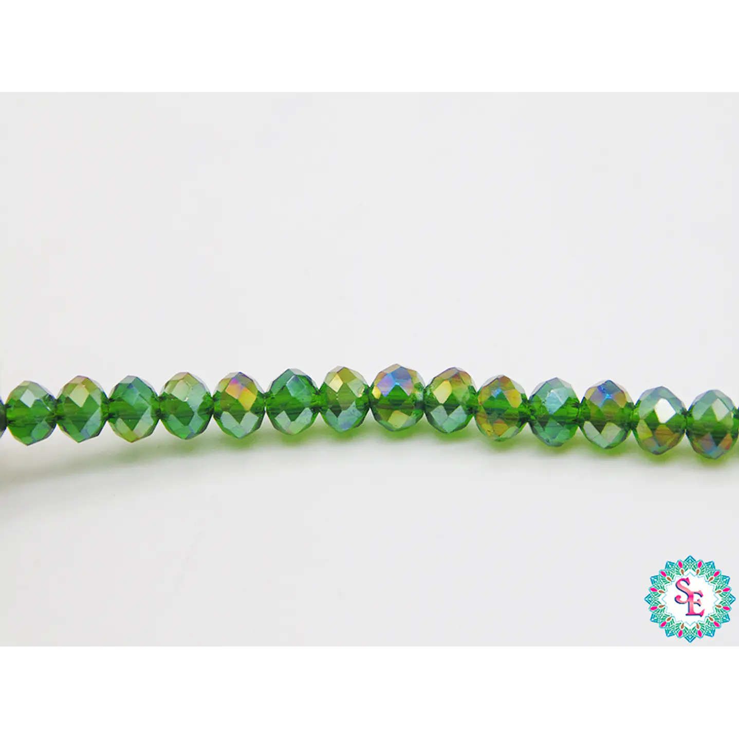 CRISTAL MURANO # 4MM VERDE ALBAHACA AB TRASPA X 146 UND APROX  1