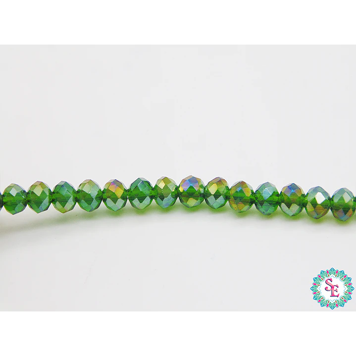 CRISTAL MURANO # 4MM VERDE ALBAHACA AB TRASPA X 146 UND APROX  1