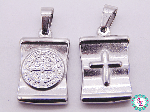 ACERO PLATEADO DIJE SAN BENITO MEDALLA 20*15*4MM