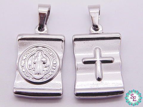 ACERO PLATEADO DIJE SAN BENITO IMAGEN 20*15*4MM