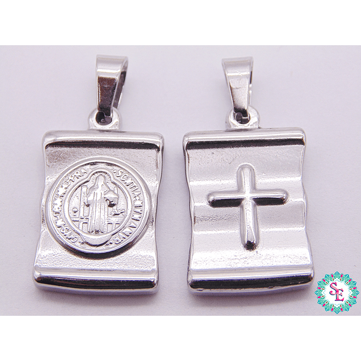 ACERO PLATEADO DIJE SAN BENITO IMAGEN 20*15*4MM 1