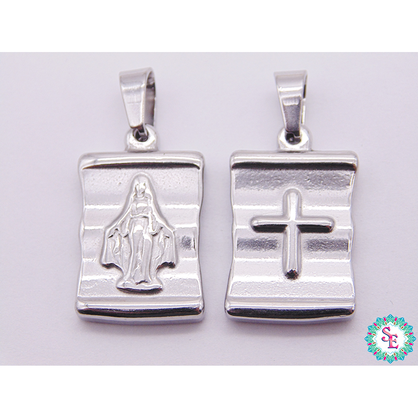 ACERO PLATEADO DIJE VIRGEN MILAGROSA 20*15*4MM  1