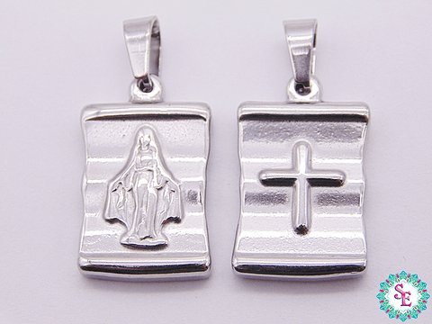ACERO PLATEADO DIJE VIRGEN MILAGROSA 20*15*4MM 