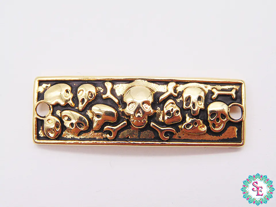 SAMAK DORADA CENTRO PULSERA CALAVERAS  38*12MM  1