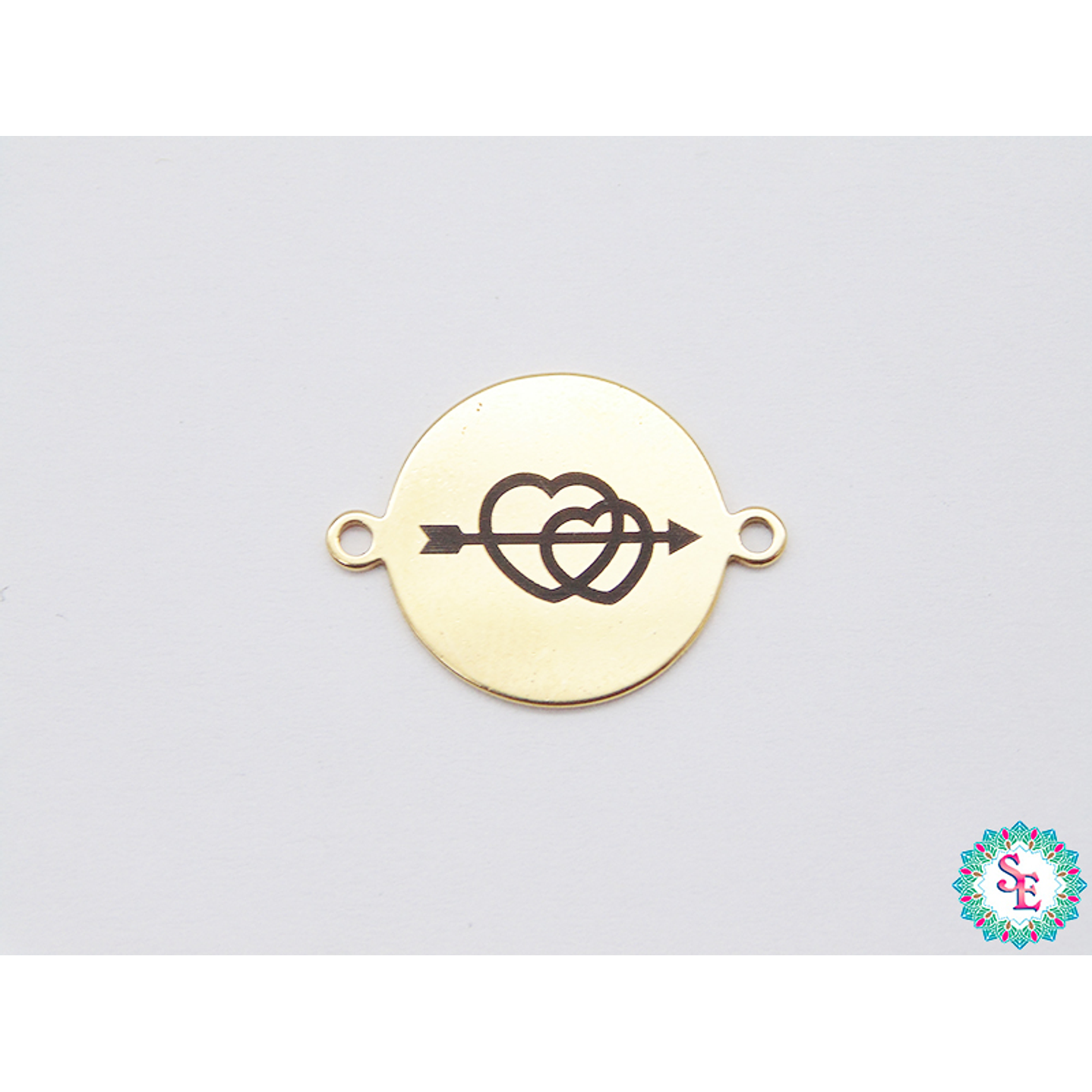 ACERO DORADO 16MM CORAZON DOBLE FLECHA  1