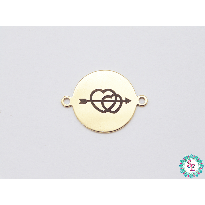 ACERO DORADO 16MM CORAZON DOBLE FLECHA  1