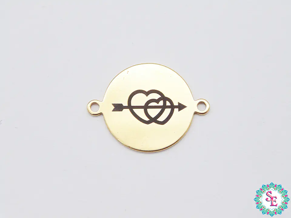 ACERO DORADO 16MM CORAZON DOBLE FLECHA  1