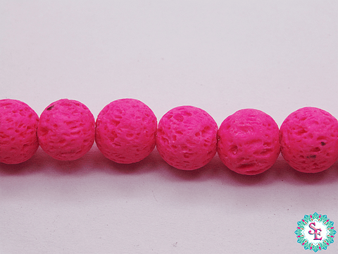 PIEDRA  VOLCANICA FUCSIA # 8MM X 49 UND APROX 