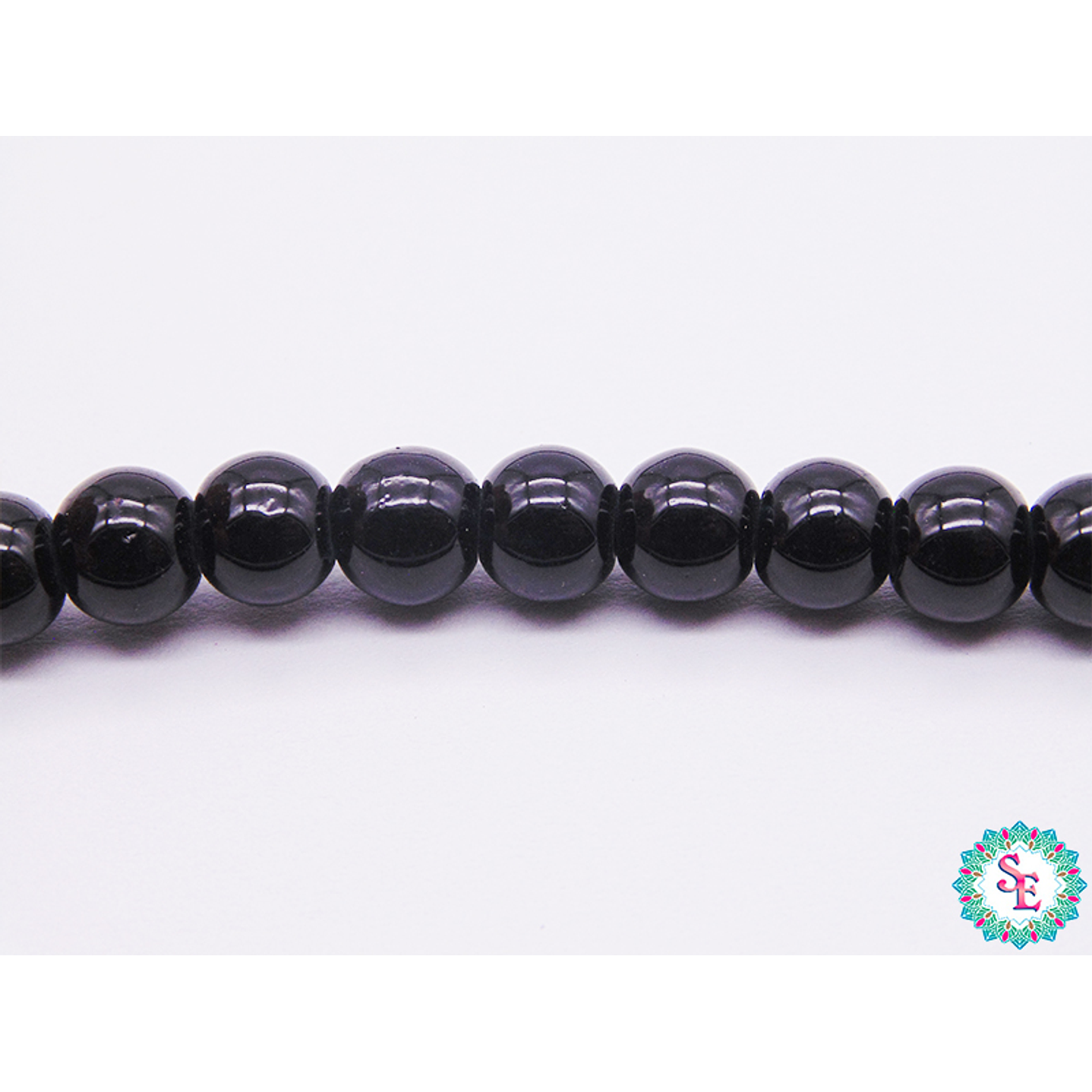 PERLA DE VIDRIO REDONDA # 6MM NEGRA X 145 UND APROX  1