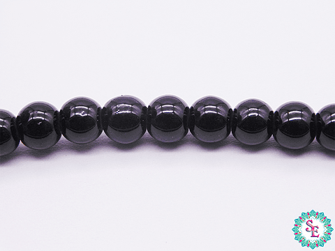 PERLA DE VIDRIO REDONDA # 6MM NEGRA X 145 UND APROX 