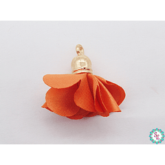 FLOR TELA NARANJA CAMPANA DORADA X 50 UND 