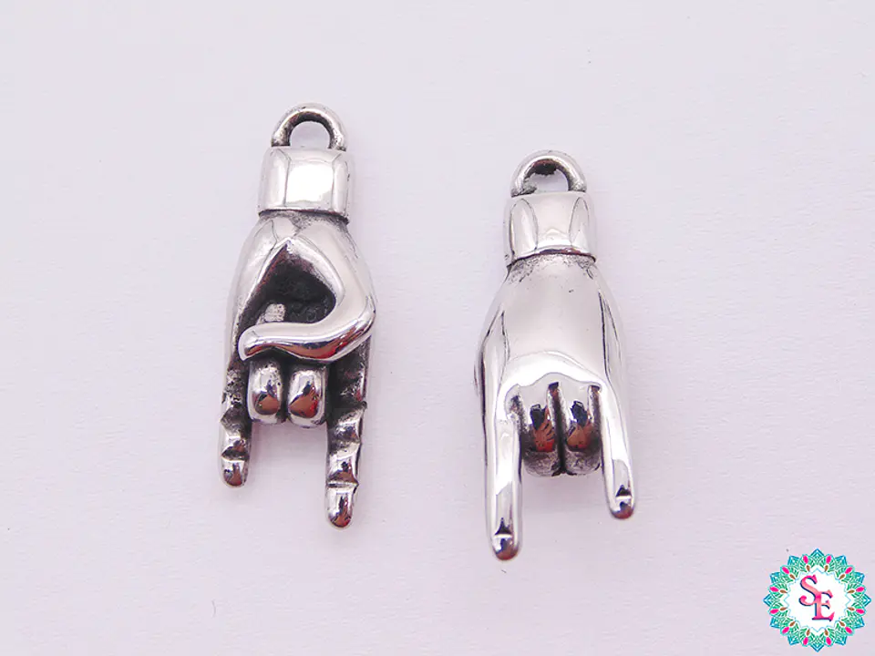 ACERO PLATEADO DIJE MANO ROOCK 28*10*7MM 1