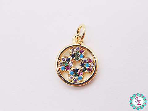 RODIO DORADO DIJE FLOR CIRCULO CIRCON MIX 11MM 