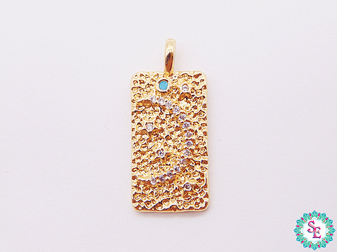 RODIO DORADO DIJE CUADRO LUNA ESTRELLAS CIRC 18.85*10.27MM 