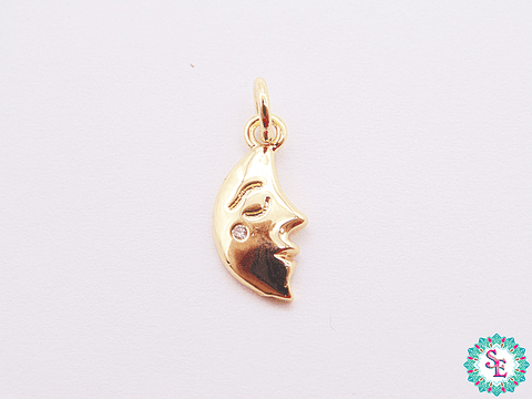 RODIO DORADO DIJE MEDIA LUNA CIRCON BLANCO 13.74MM