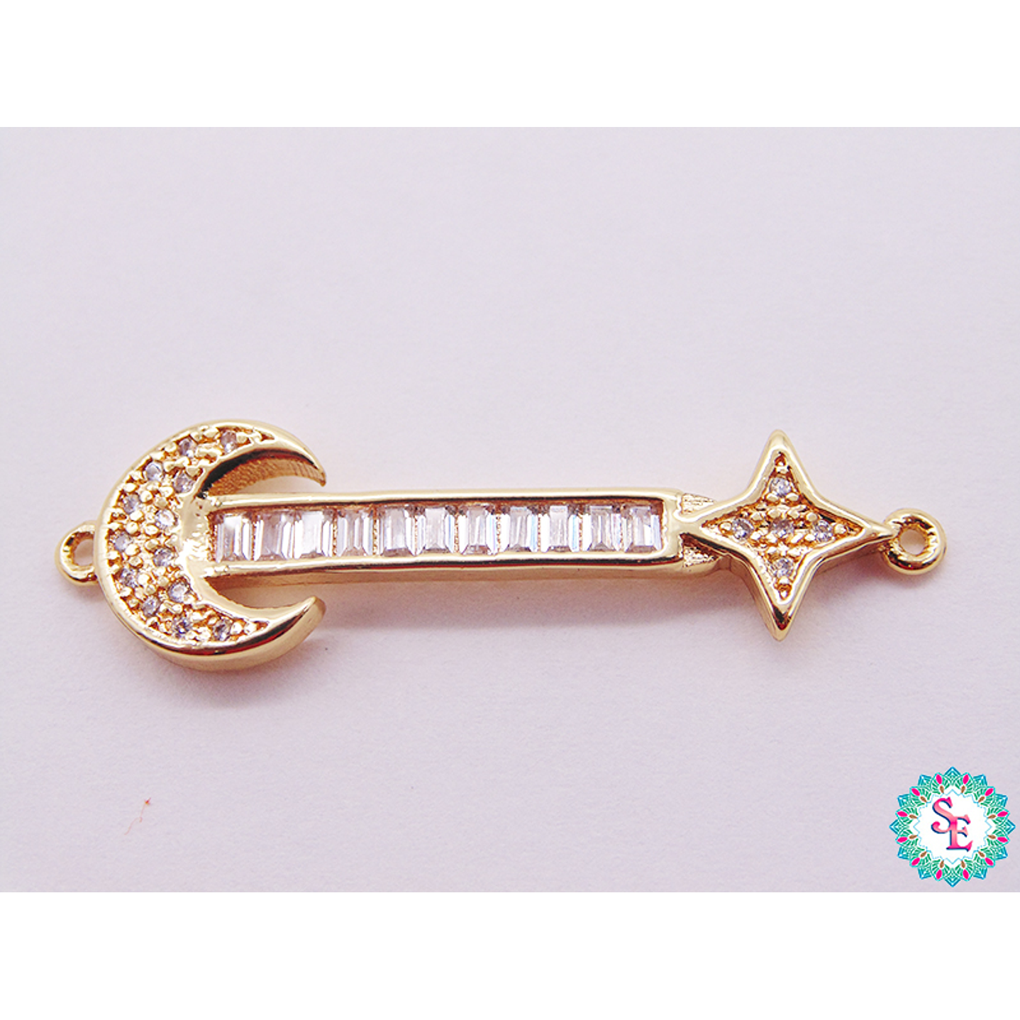 RODIO DORADO TERM LUNA ESTRELLA CIRCON BLANCO 37MM 1