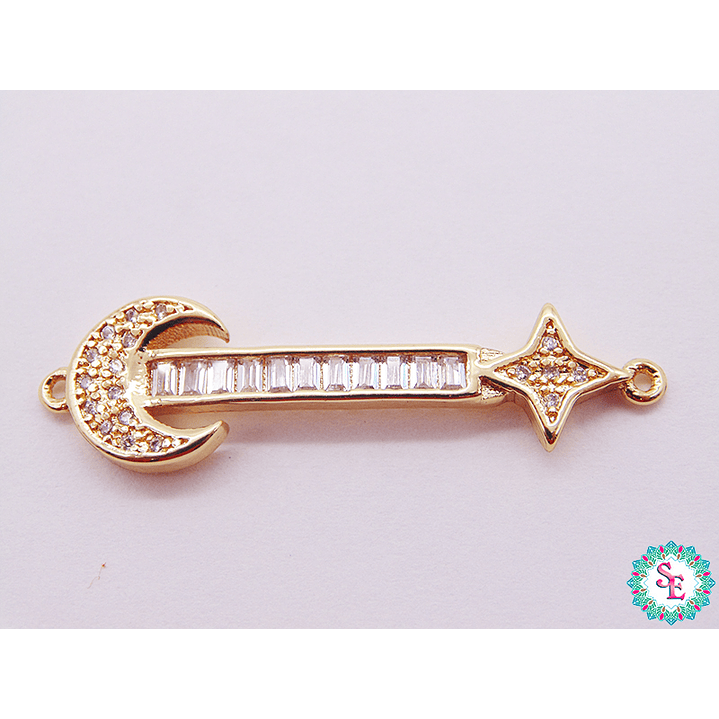 RODIO DORADO TERM LUNA ESTRELLA CIRCON BLANCO 37MM 1