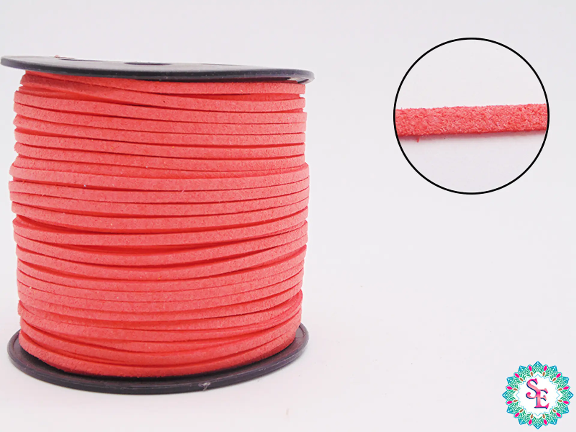 DARK SALMON FLAT LEATHER 3MM KOREAN R*100YARDS 1