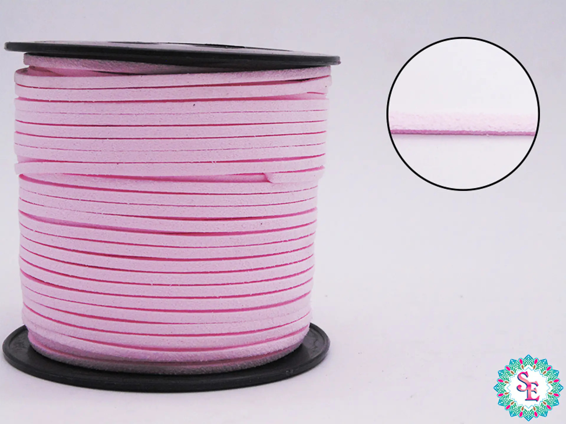 LIGHT PINK FLAT LEATHER 3MM KOREAN ROLL*100YARDS 1