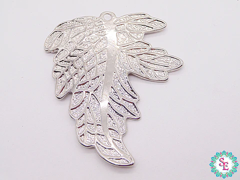 SILVER SAMAK LEAF PENDANT SARITA 64MM X UNIT