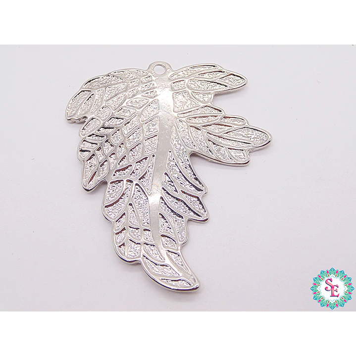 SILVER SAMAK LEAF PENDANT SARITA 64MM X UNIT 1