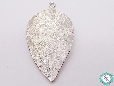 SAMAK NICKEL PLATED JEISS LEAF PENDANT 70MM X UND