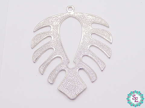 SAMAK NICKEL PLATED NIHAT LEAF PENDANT MEDIUM 69MM X UND