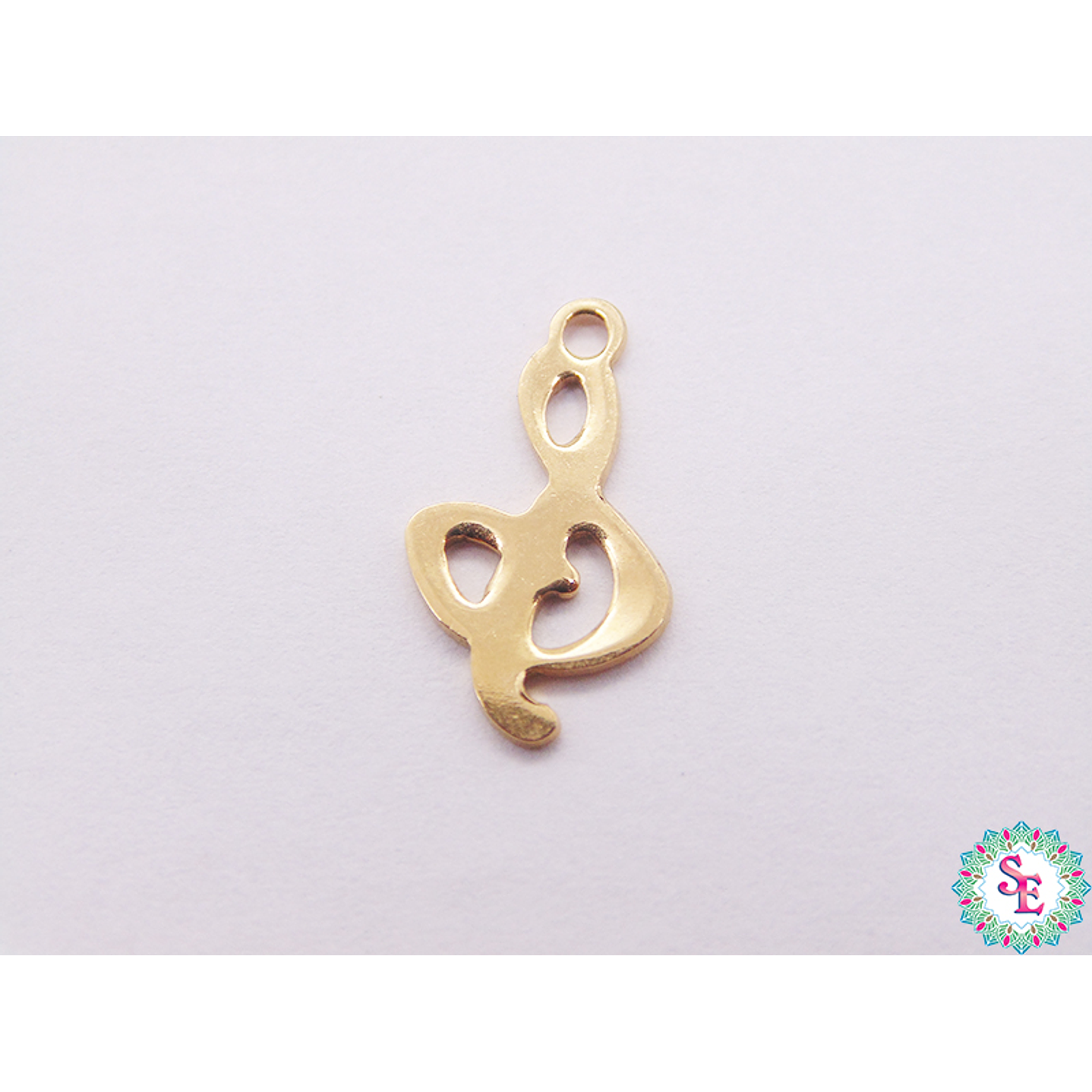 ACERO DORADO DIJE NOTA MUSICAL SOL 14*8MM  1