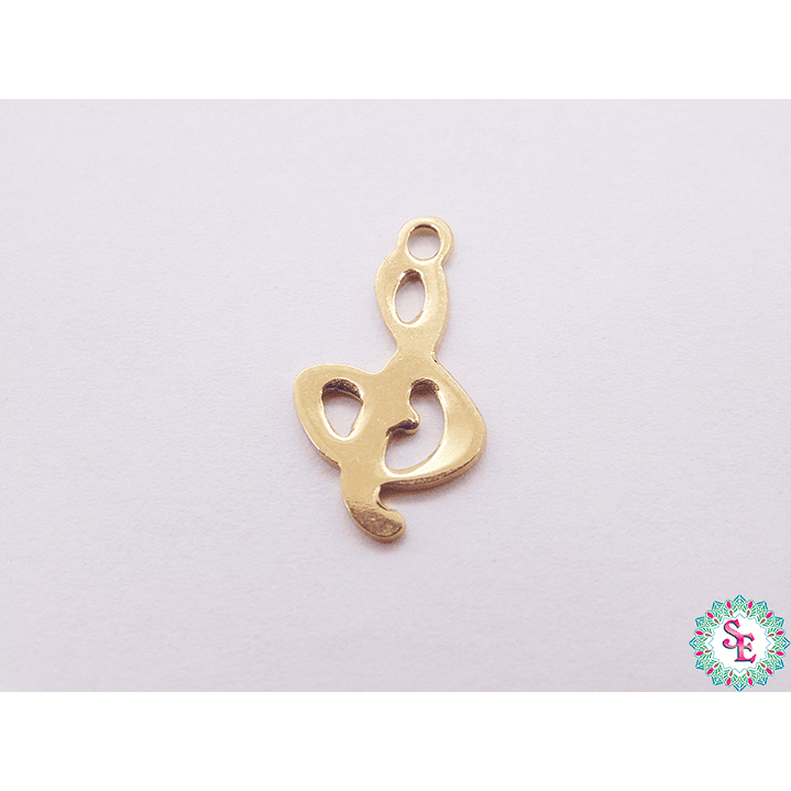 ACERO DORADO DIJE NOTA MUSICAL SOL 14*8MM  1