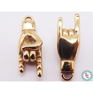 ACERO DORADO DIJE MANO ROOCK 28*10*7MM 