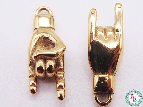 ACERO DORADO DIJE MANO ROOCK 28*10*7MM 