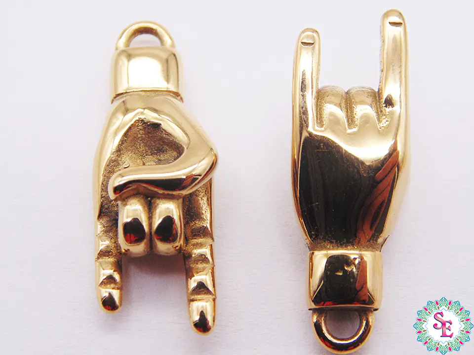 ACERO DORADO DIJE MANO ROOCK 28*10*7MM  1