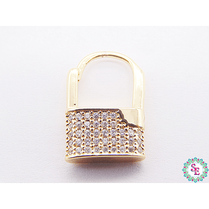 RODIO DORADO DIJE CANDADO BROCCHE CIRCON BLAN 17*12MM