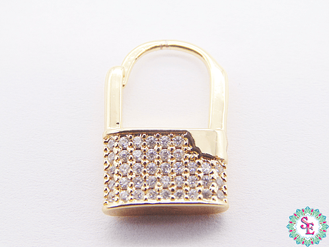 RODIO DORADO DIJE CANDADO BROCCHE CIRCON BLAN 17*12MM