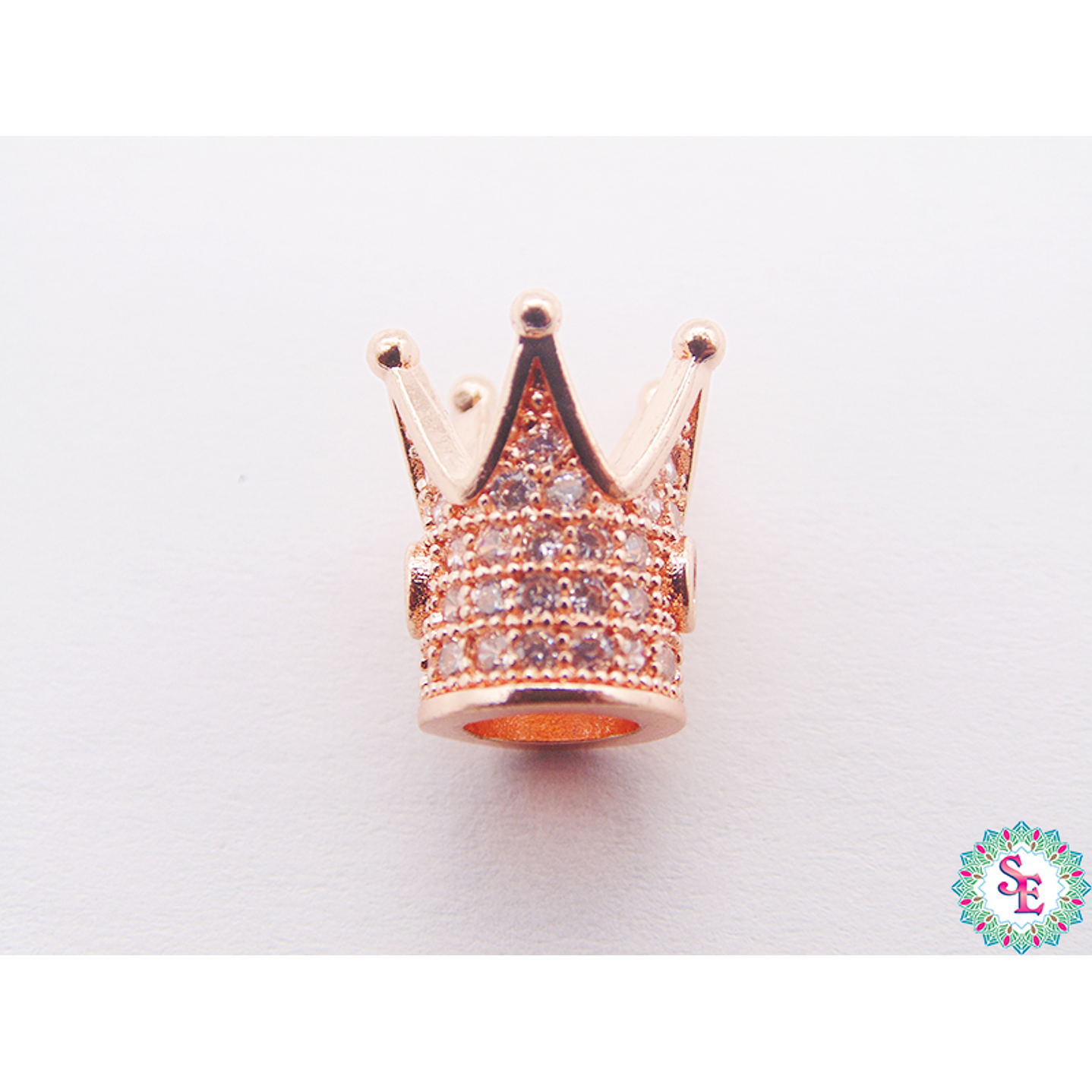 RODIO CORONA ROSADA CIRCON BLANCO 10*12MM 1