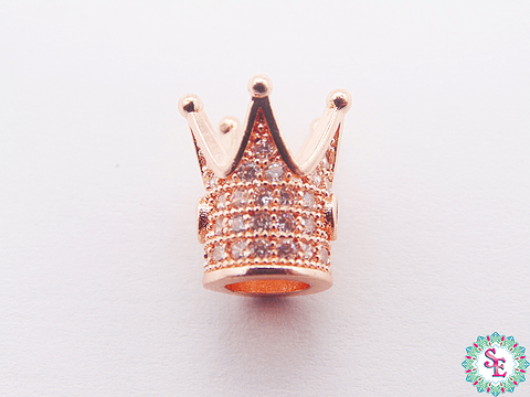 RODIO CORONA ROSADA CIRCON BLANCO 10*12MM