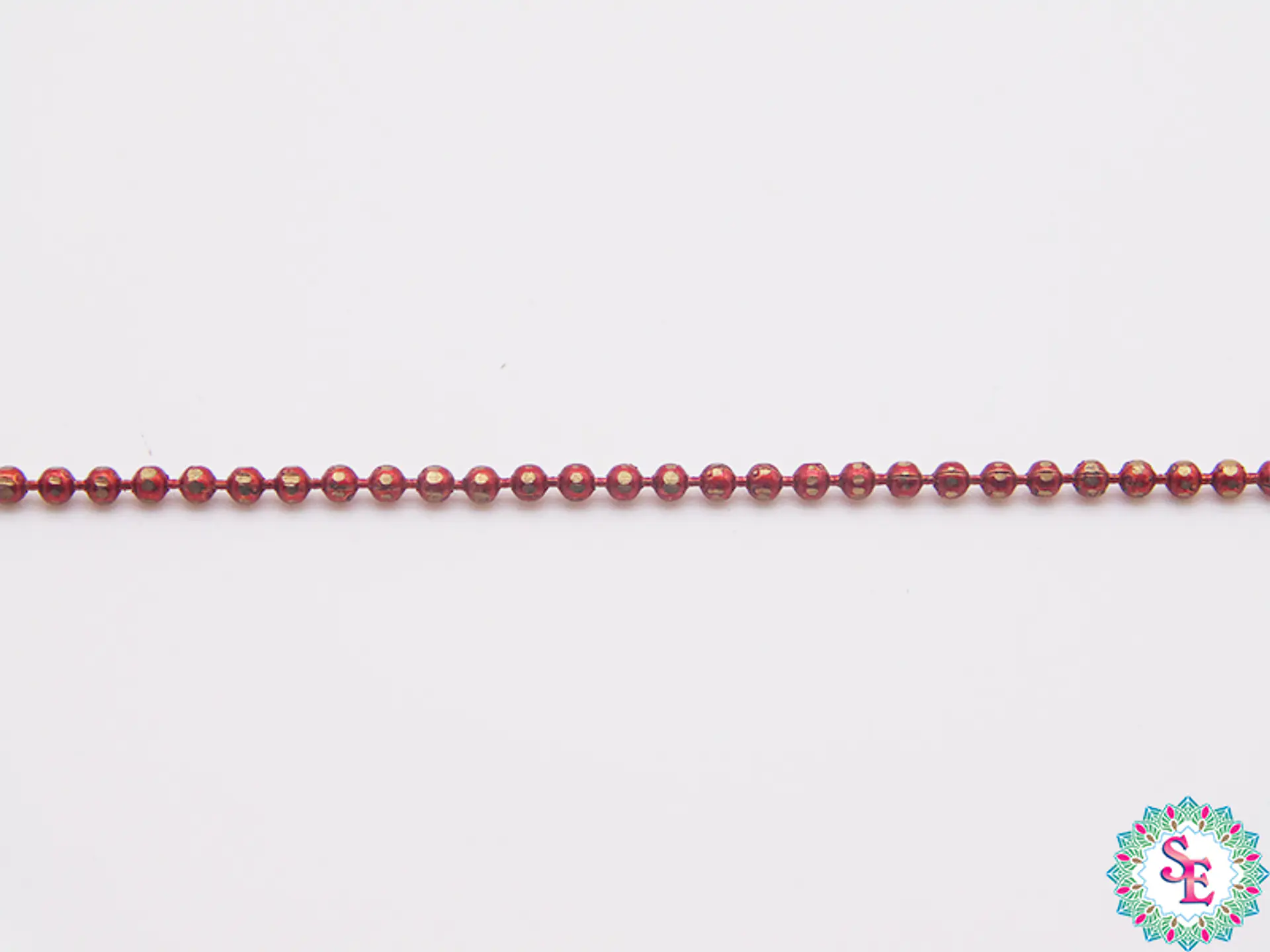 LATON CADENA PUNTICOS  ROJO OSCURO 1.2MM X METRO  1