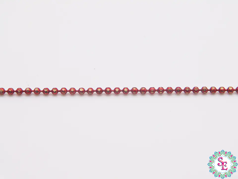 LATON CADENA PUNTICOS  ROJO OSCURO 1.2MM X METRO  1