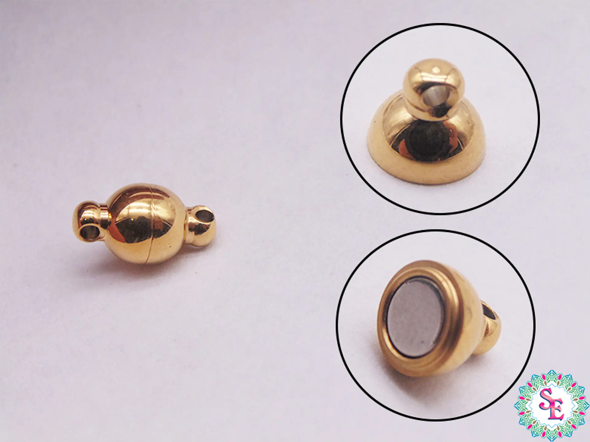 BROCHE IMAN ACERO DORADO REDONDO 6MM 1