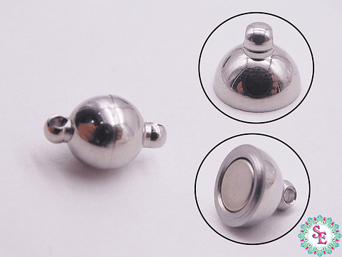 ACERO PLATEADO BROCHE IMAN REDONDO 8MM