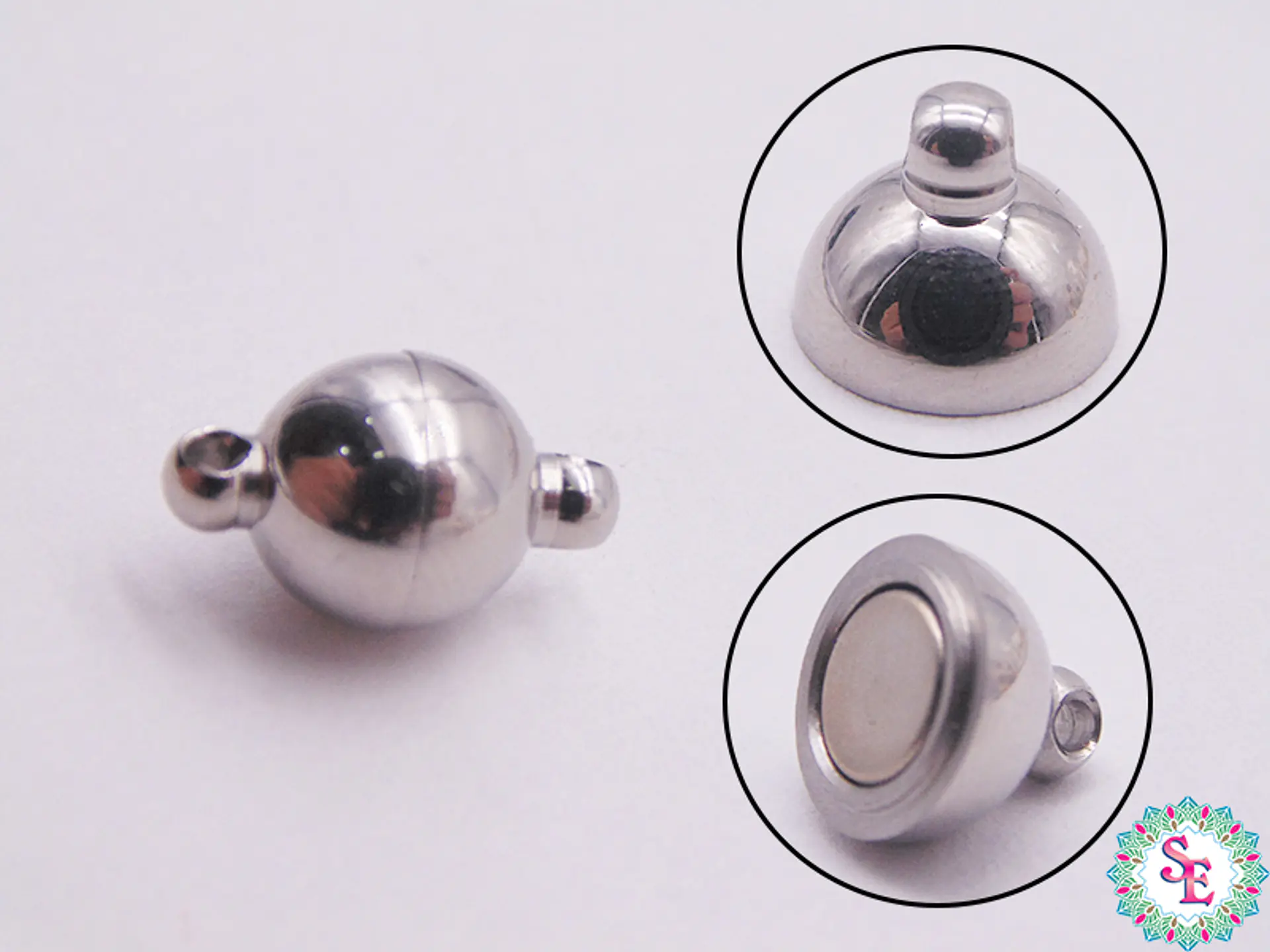 ACERO PLATEADO BROCHE IMAN REDONDO 8MM 1